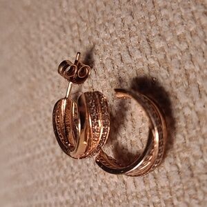 Pandora earrings rose gold tone entwined hoops